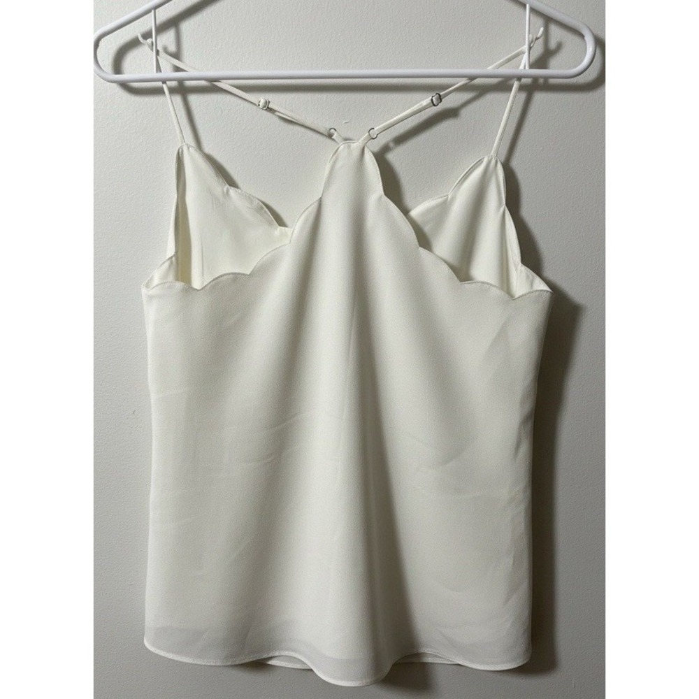 J Crew Womens Cami 4 Ivory Scalloped V Neck Lined Racerback Lightweight Airy - Picture 2 of 6